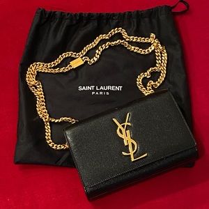 💯 AUTHENTIC * SAINT LAURENT * SMALL CHAIN LEATHER BAG